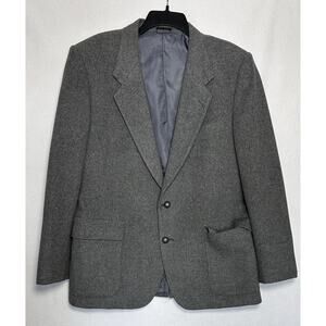 Vtg 60s 70s Men's Gray Camel Hair Wool Blazer 44R Preppy Academia